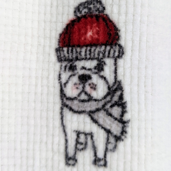 PJ Salvage Frenchie Print Textured Fleece Winter Theme Lounge Pants Ivory XL NWT - Picture 12 of 15